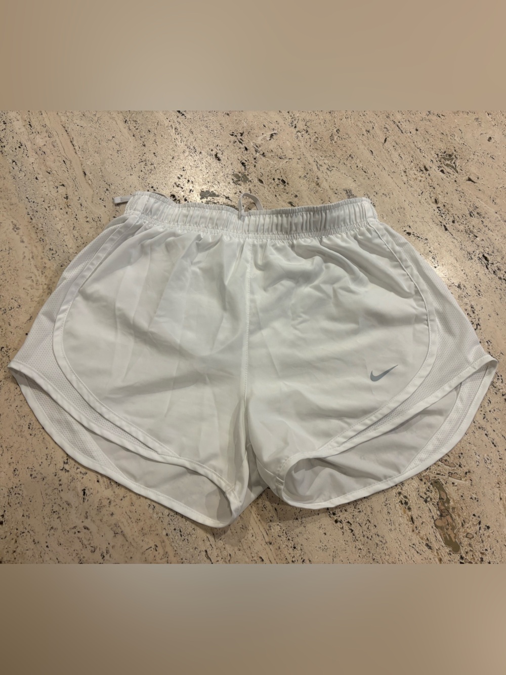 Nike White Women's Athletic Running Shorts with Subtle Swoosh